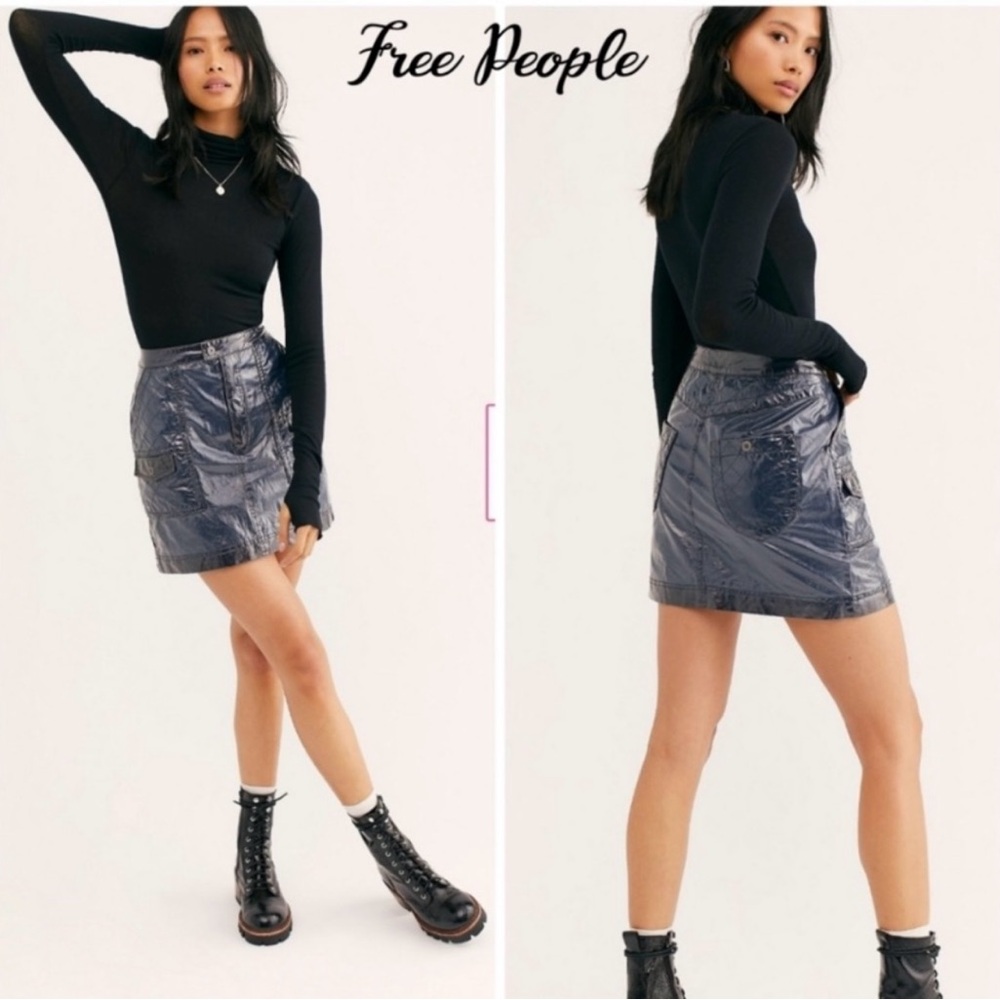 Free People Quilted, Shiny Skirt (Too Cool for School)